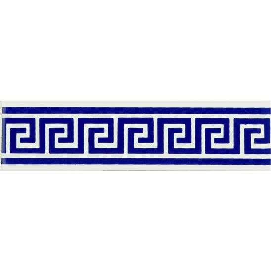 Greek Key Royal Blue On Brilliant White