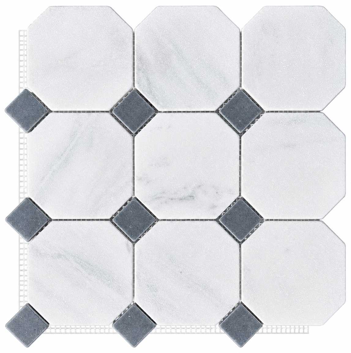 Oriental White / Nero Marquina Dot Tumbled